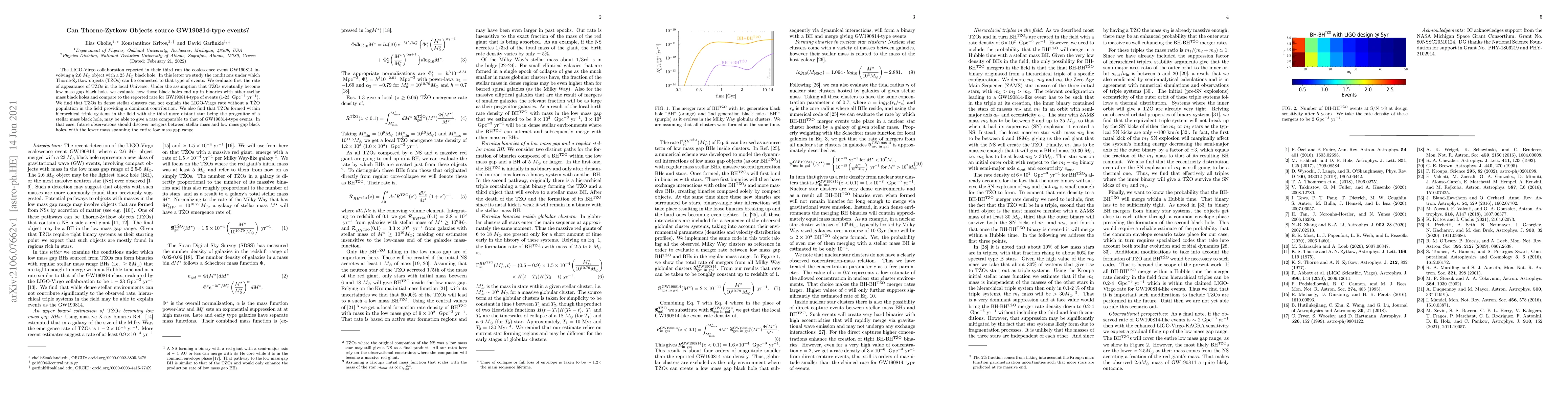 Thumbnail for Can Thorne-$\dot{\textrm{Z}}$ytkow Objects source GW190814-type events?