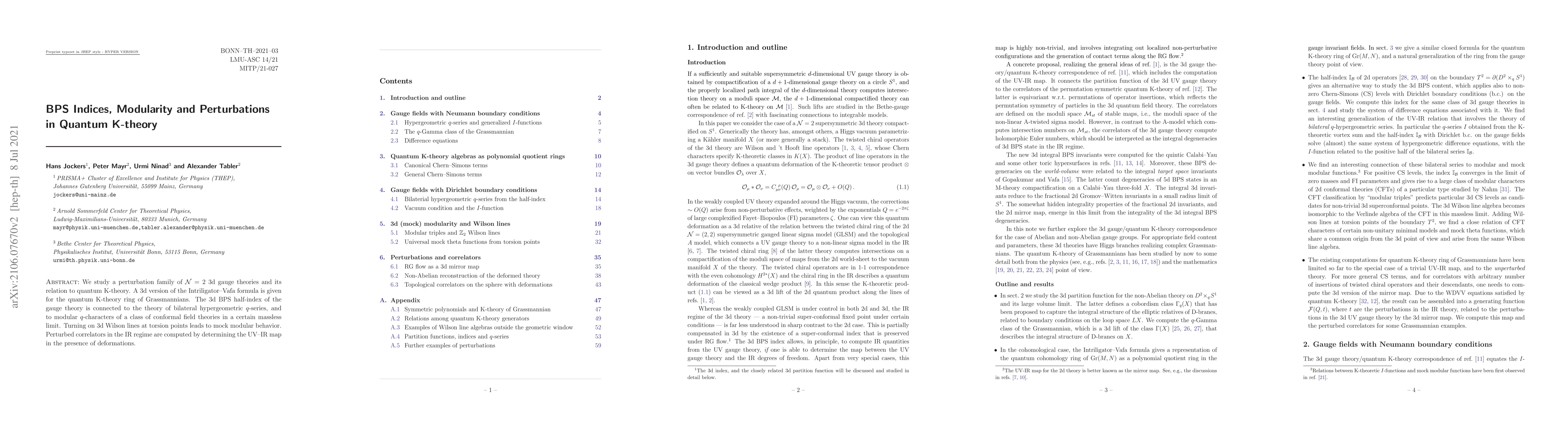 Thumbnail for BPS Indices, Modularity and Perturbations in Quantum K-theory
