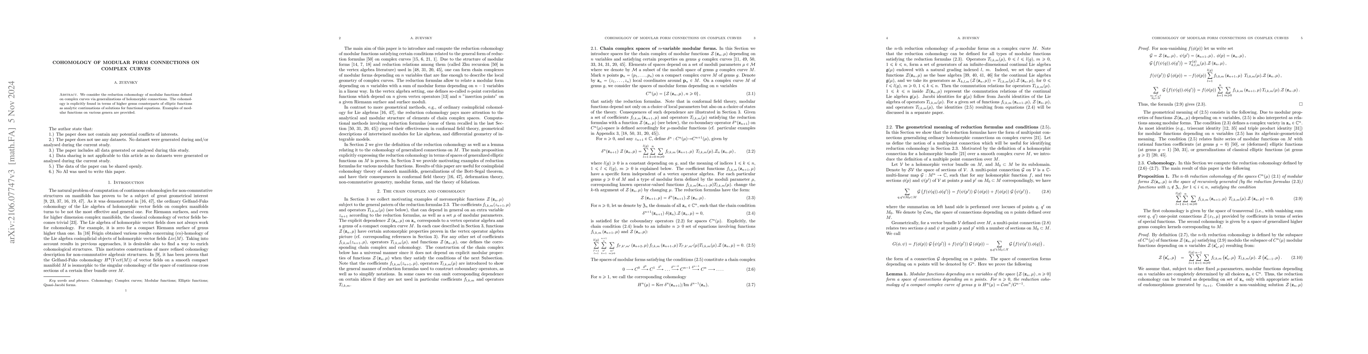 Thumbnail for Cohomology of modular form connections on complex curves