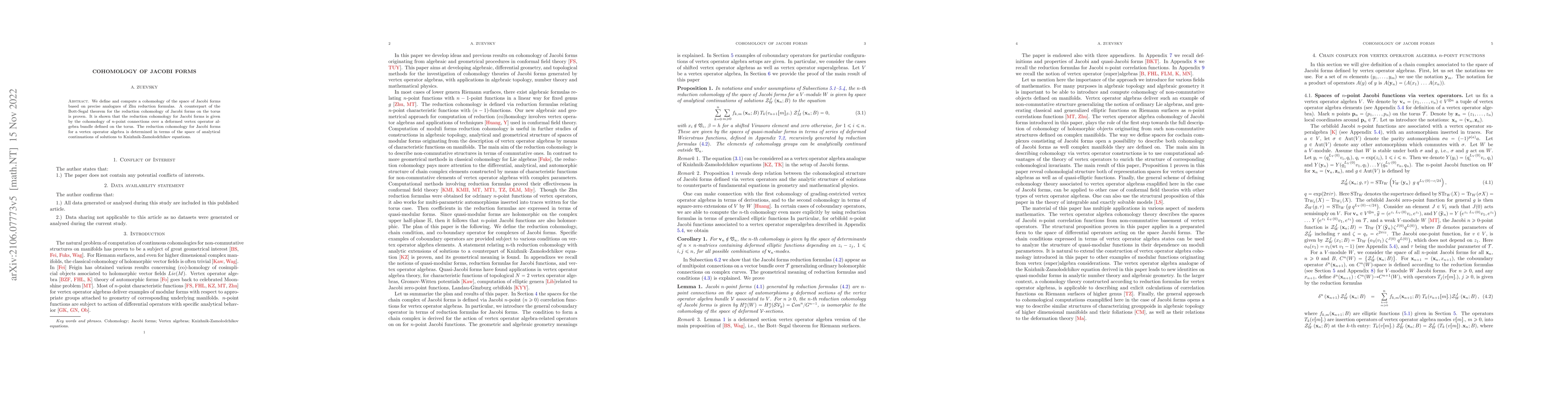 Thumbnail for Cohomology of Jacobi forms