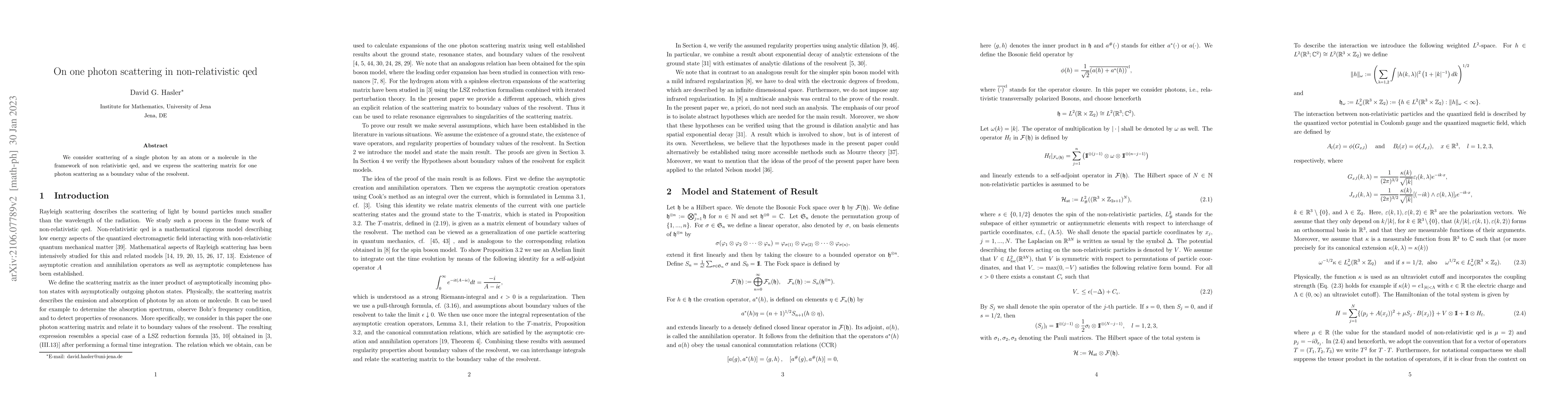 Thumbnail for On one photon scattering in non-relativistic qed