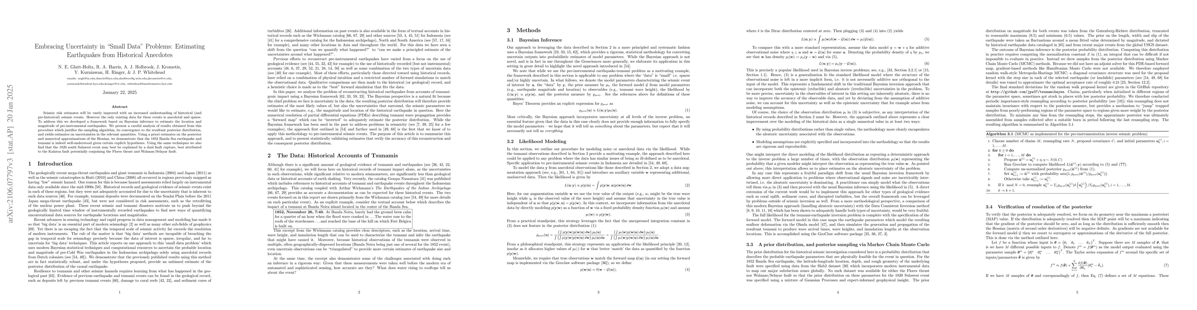 Thumbnail for Embracing Uncertainty in "Small Data" Problems: Estimating Earthquakes
  from Historical Anecdotes
