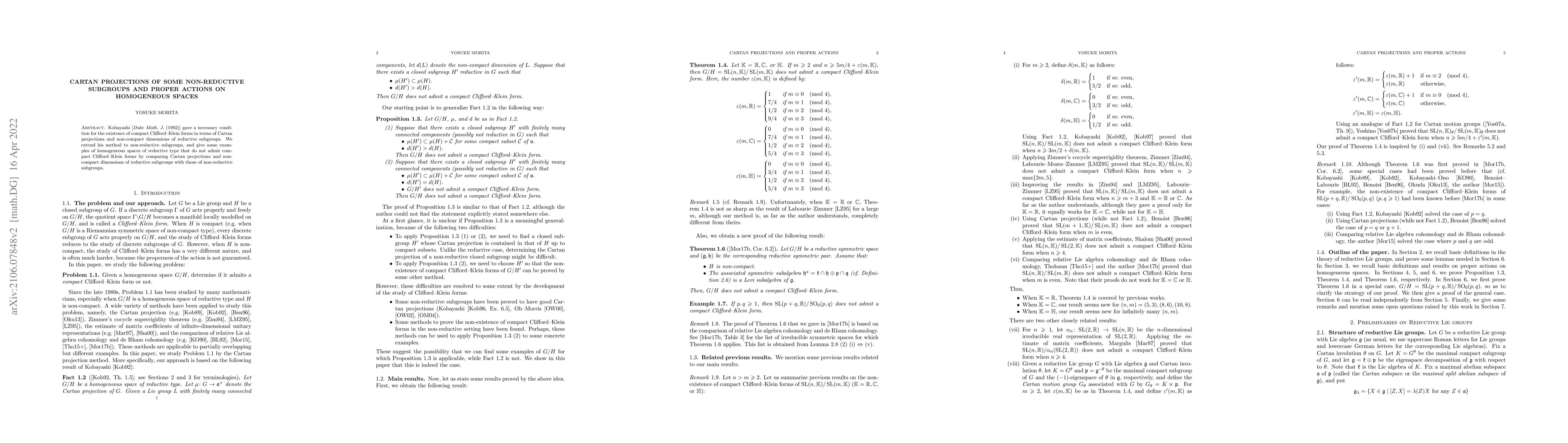 Thumbnail for Cartan projections of some non-reductive subgroups and proper actions on
  homogeneous spaces