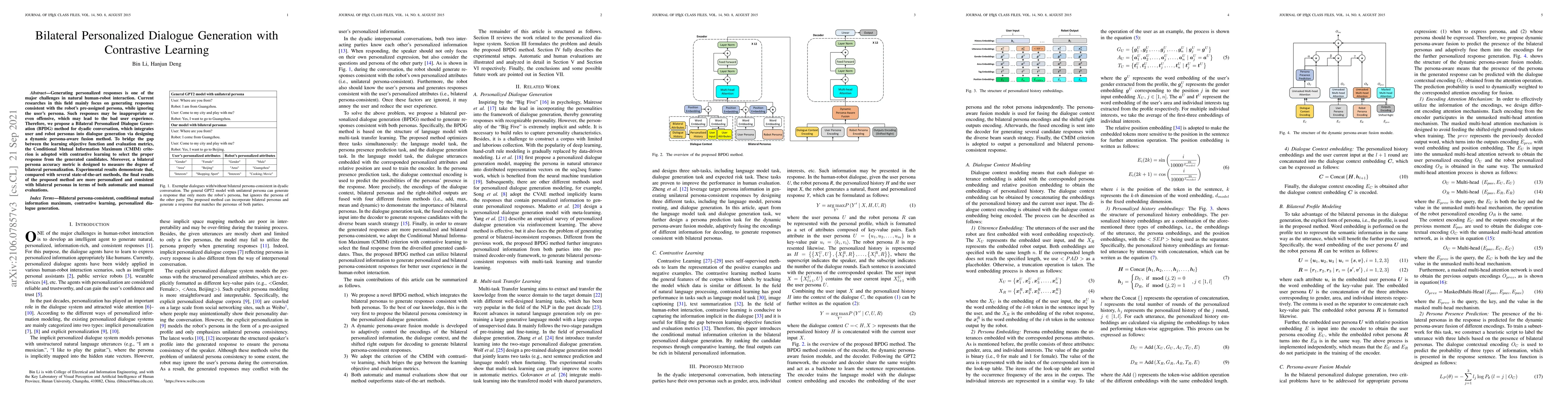 Thumbnail for Bilateral Personalized Dialogue Generation with Contrastive Learning
