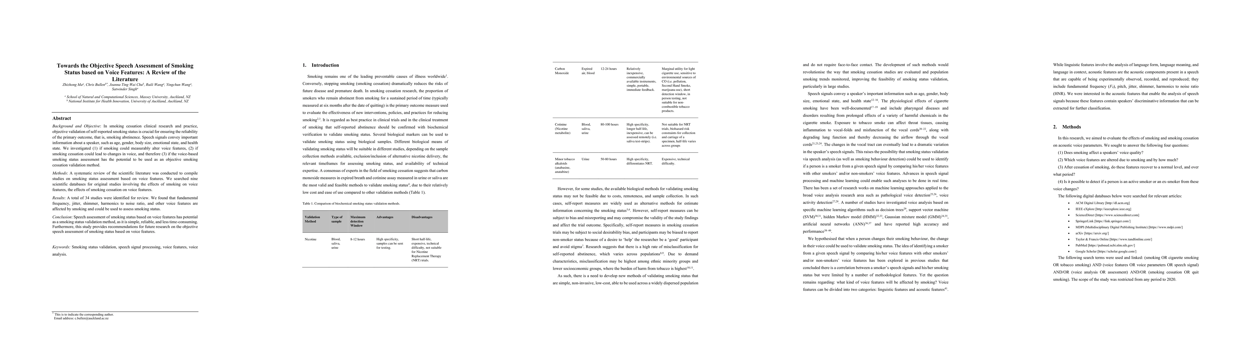 Thumbnail for Towards the Objective Speech Assessment of Smoking Status based on Voice
  Features: A Review of the Literature