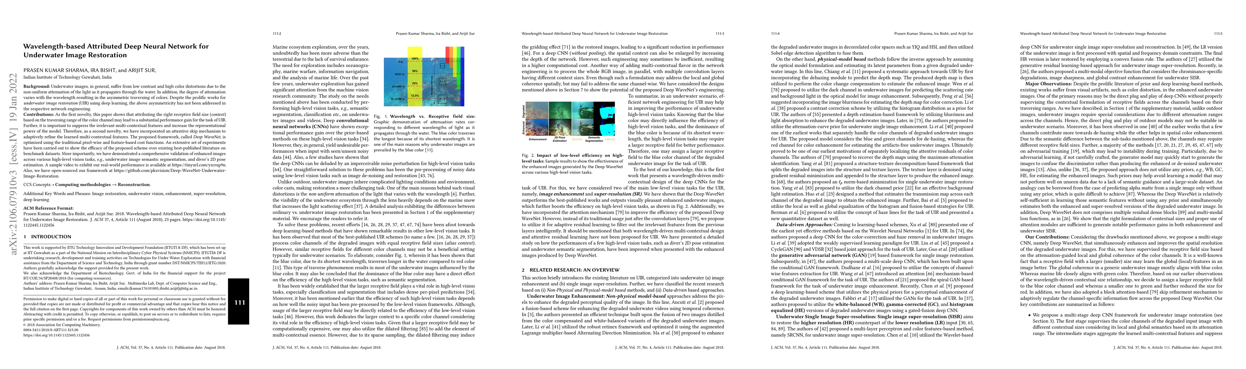 Thumbnail for Wavelength-based Attributed Deep Neural Network for Underwater Image
  Restoration