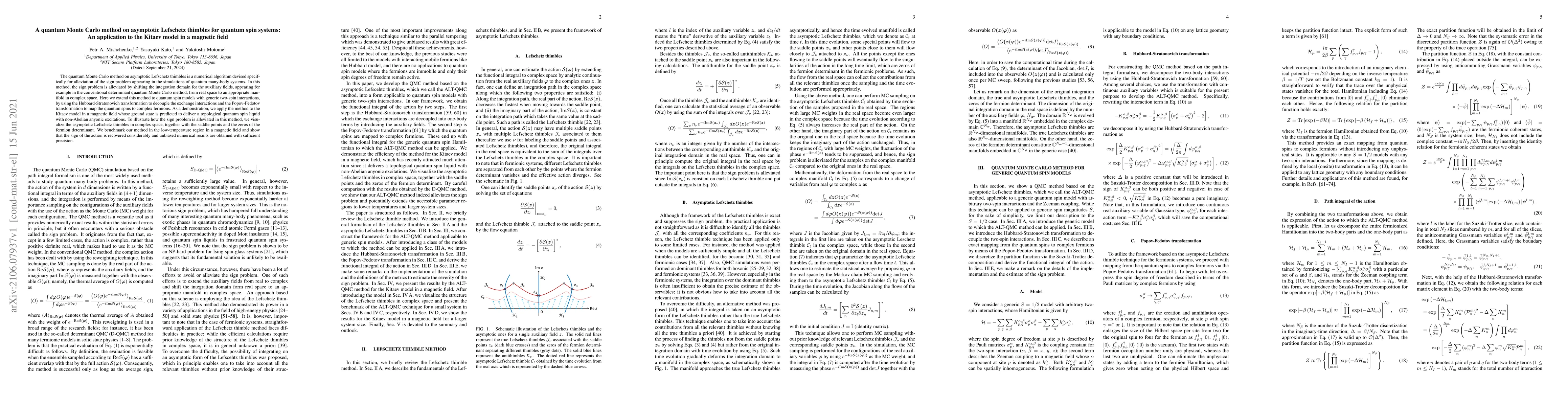 Thumbnail for A quantum Monte Carlo method on asymptotic Lefschetz thimbles for
  quantum spin systems: An application to the Kitaev model in a magnetic field
