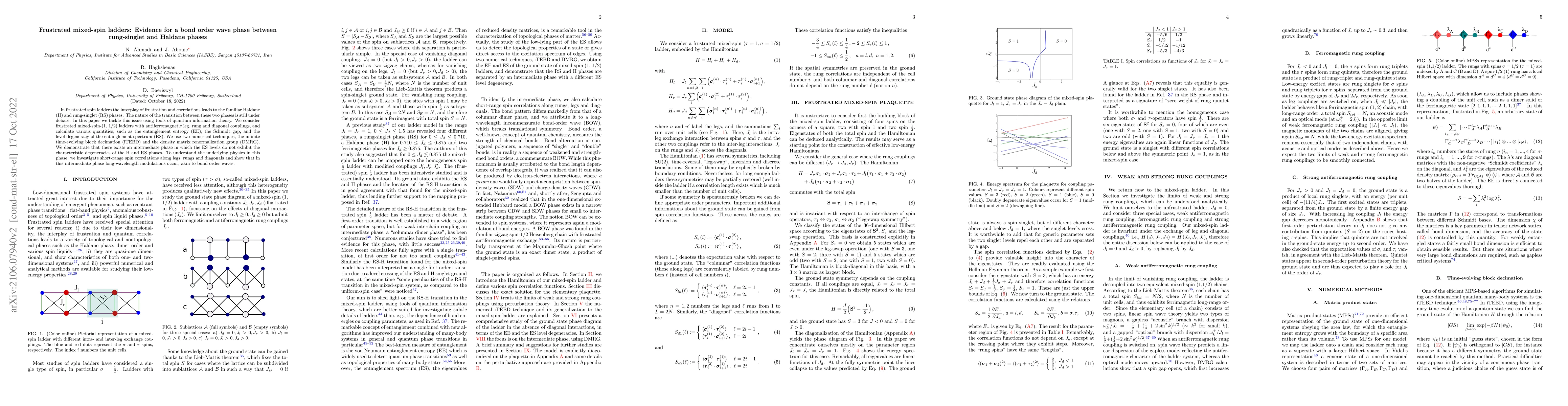 Thumbnail for Frustrated mixed-spin ladders: Evidence for a bond order wave phase
  between rung-singlet and Haldane phases