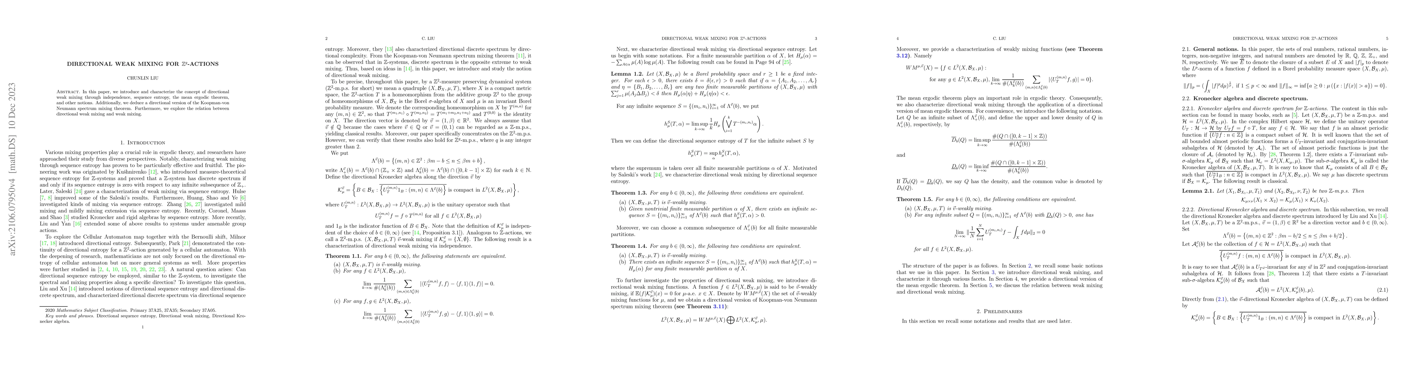 Thumbnail for Directional weak mixing for $\mathbb{Z}^q$-actions
