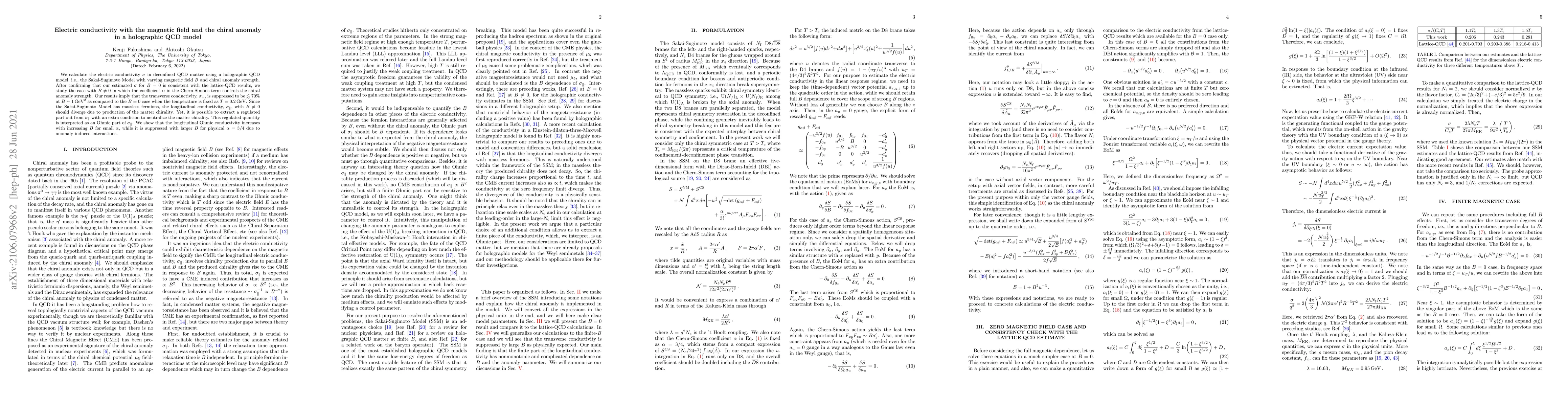 Thumbnail for Electric conductivity with the magnetic field and the chiral anomaly in
  a holographic QCD model