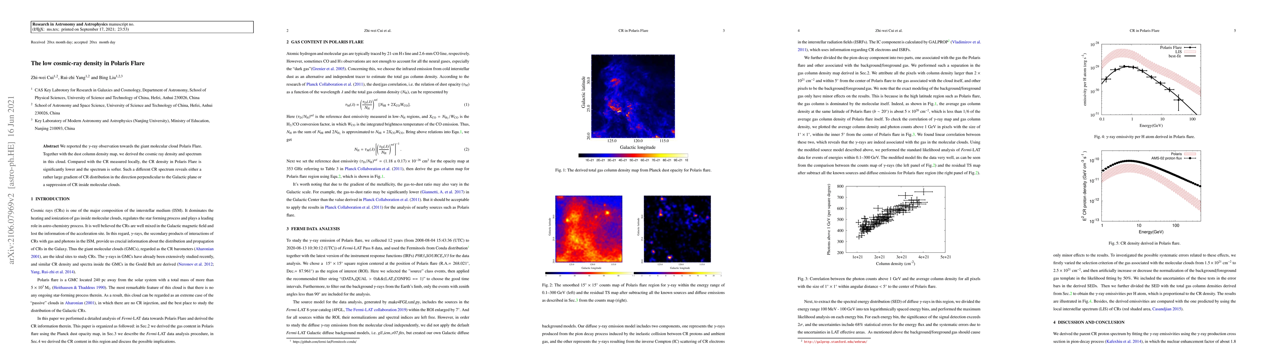 Thumbnail for The low cosmic-ray density in Polaris Flare