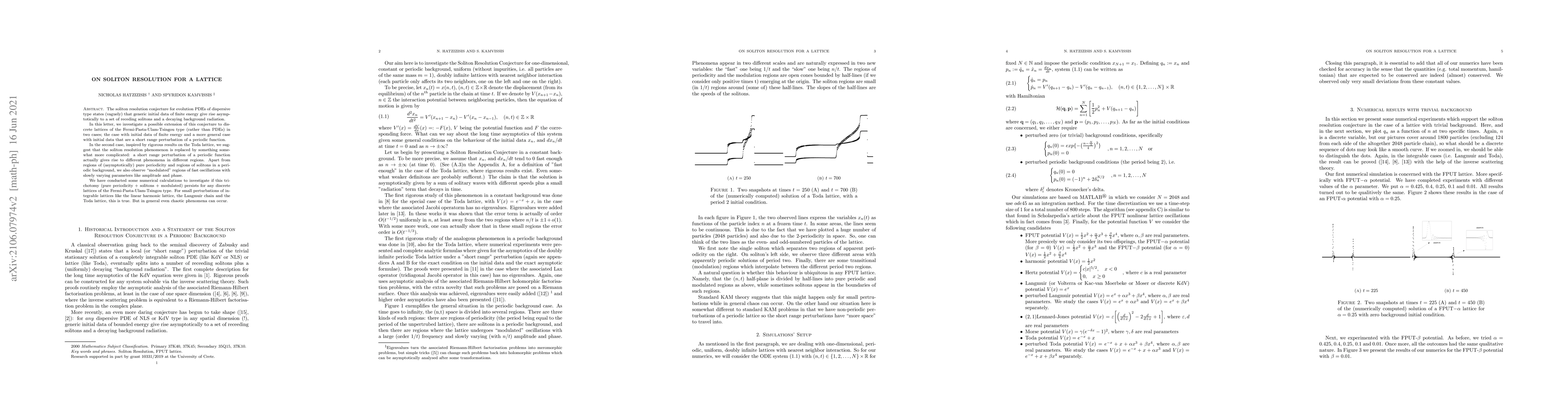 Thumbnail for On Soliton Resolution for a Lattice