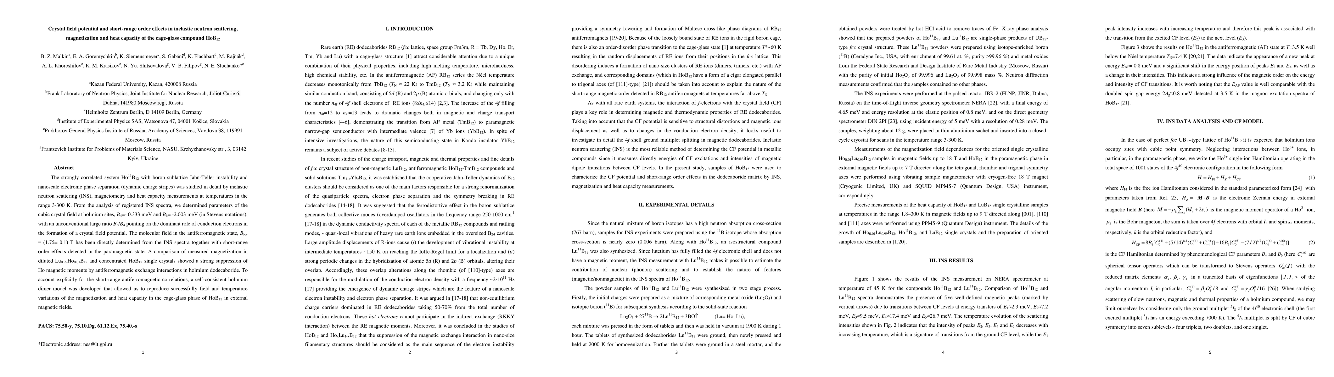 Thumbnail for Crystal field potential and short-range order effects in inelastic
  neutron scattering, magnetization and heat capacity of the cage-glass
  compound HoB12