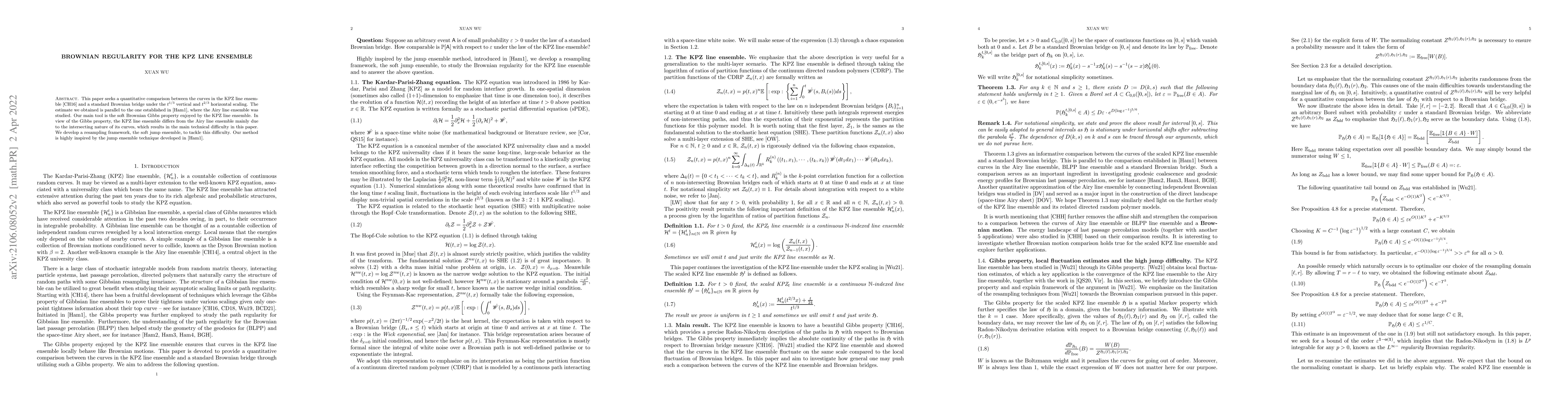 Thumbnail for Brownian regularity for the KPZ line ensemble