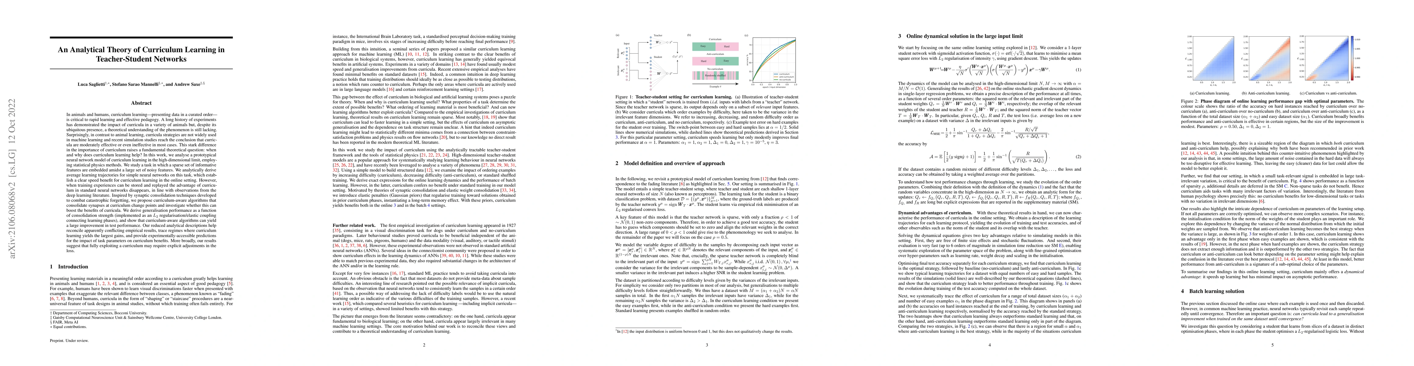 Thumbnail for An Analytical Theory of Curriculum Learning in Teacher-Student Networks