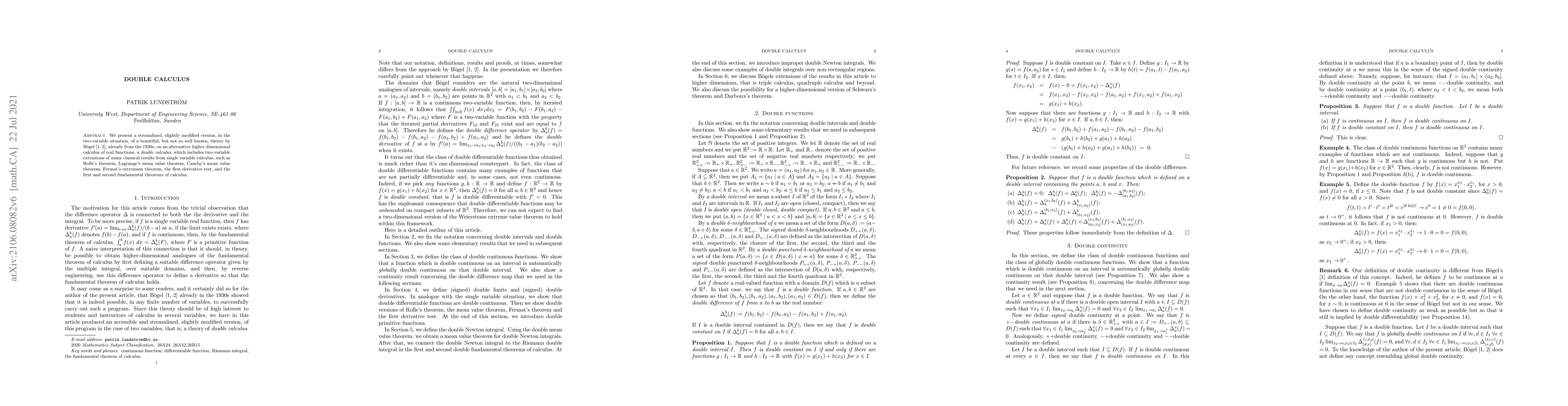 Thumbnail for Double Calculus