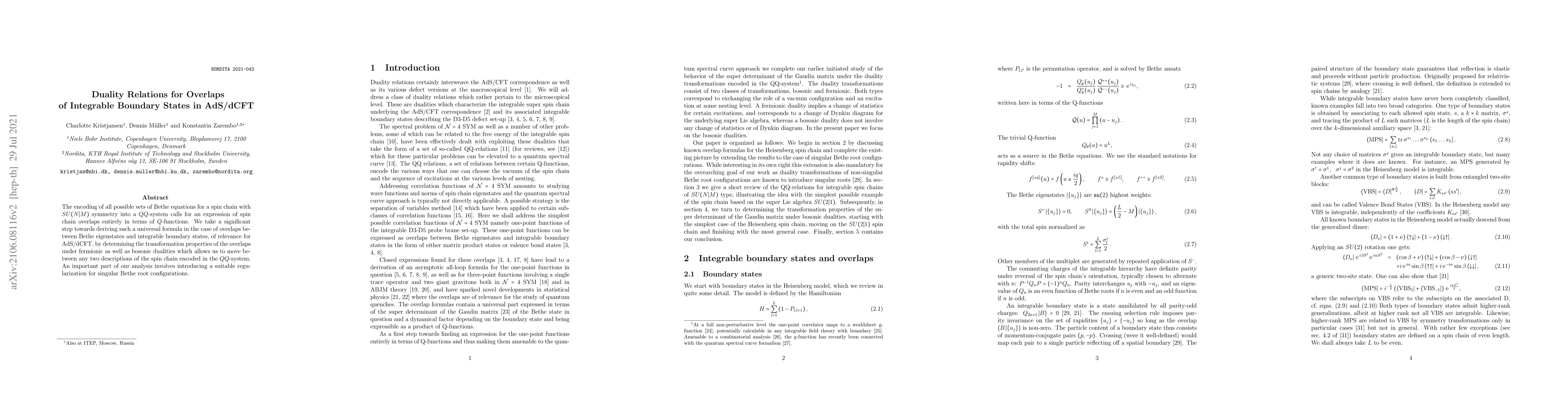 Thumbnail for Duality Relations for Overlaps of Integrable Boundary States in AdS/dCFT
