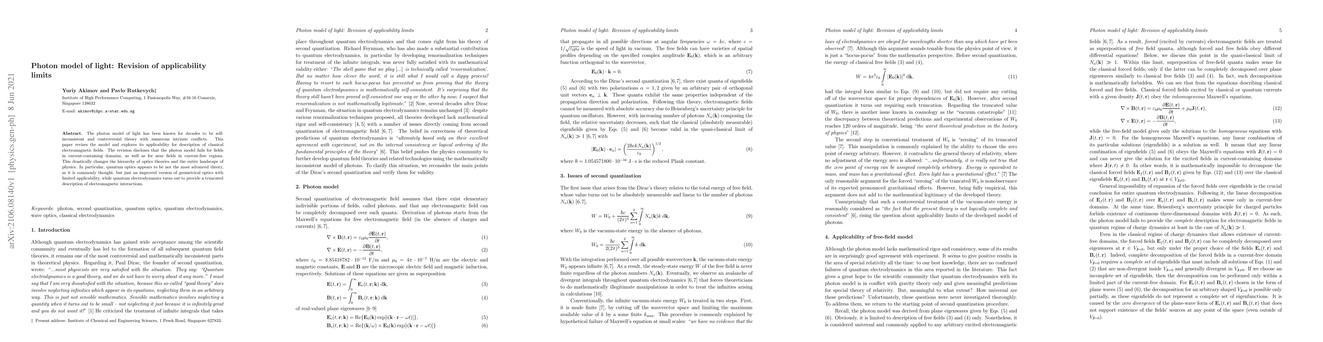 Thumbnail for Photon model of light: Revision of applicability limits