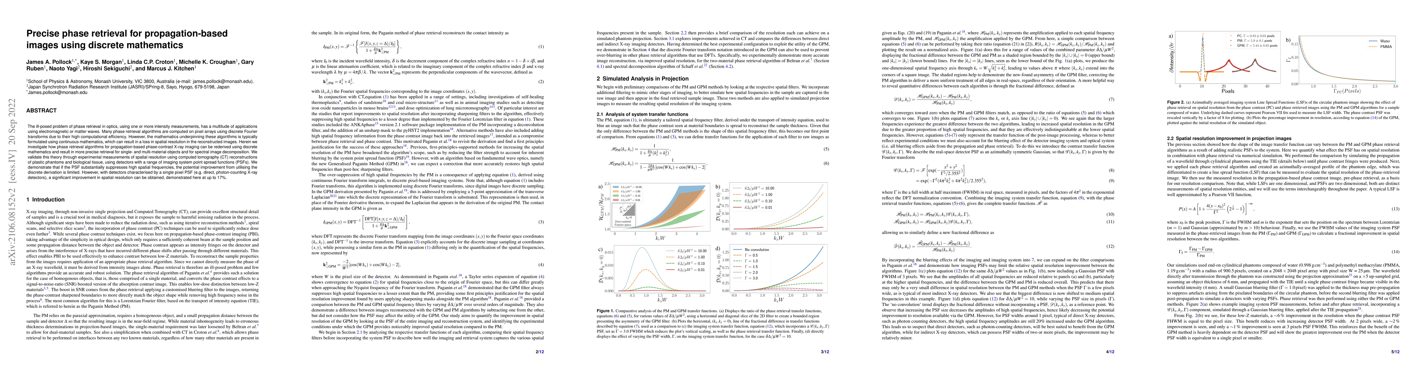 Thumbnail for Precise phase retrieval for propagation-based images using discrete
  mathematics