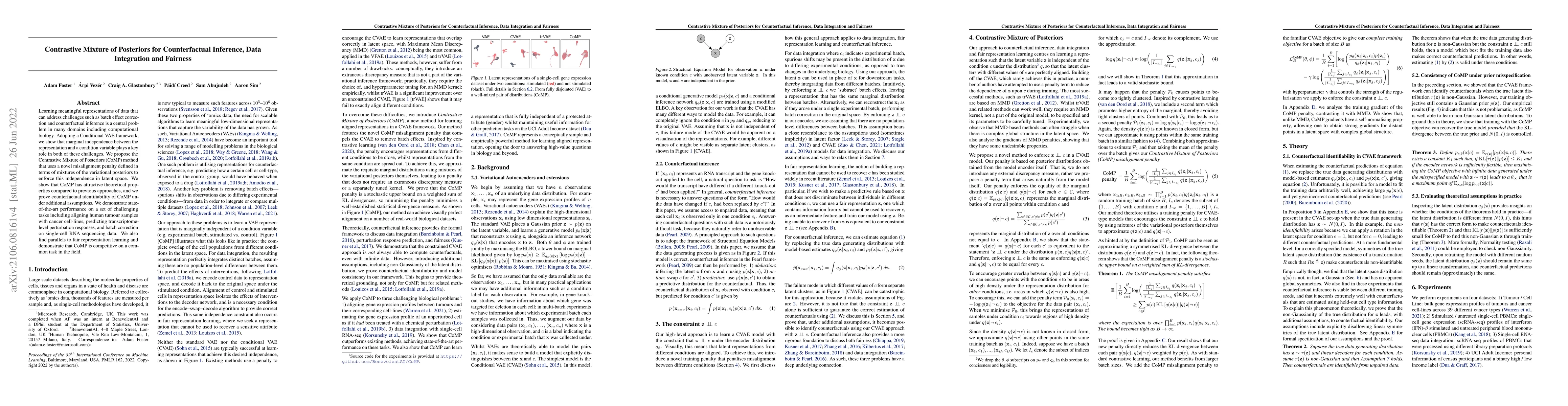 Thumbnail for Contrastive Mixture of Posteriors for Counterfactual Inference, Data
  Integration and Fairness