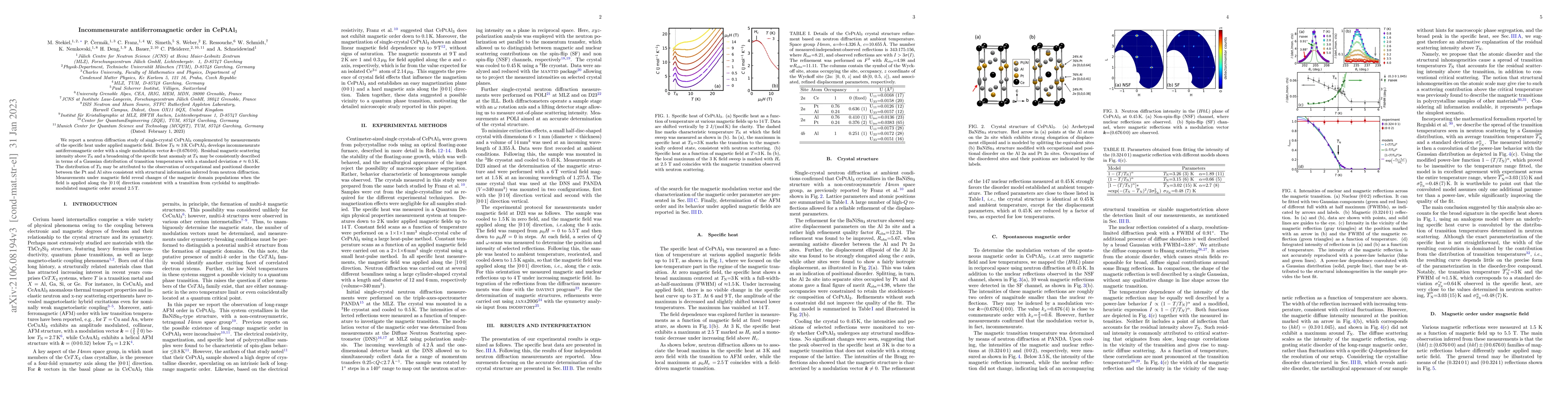 Thumbnail for Incommensurate antiferromagnetic order in CePtAl$_3$