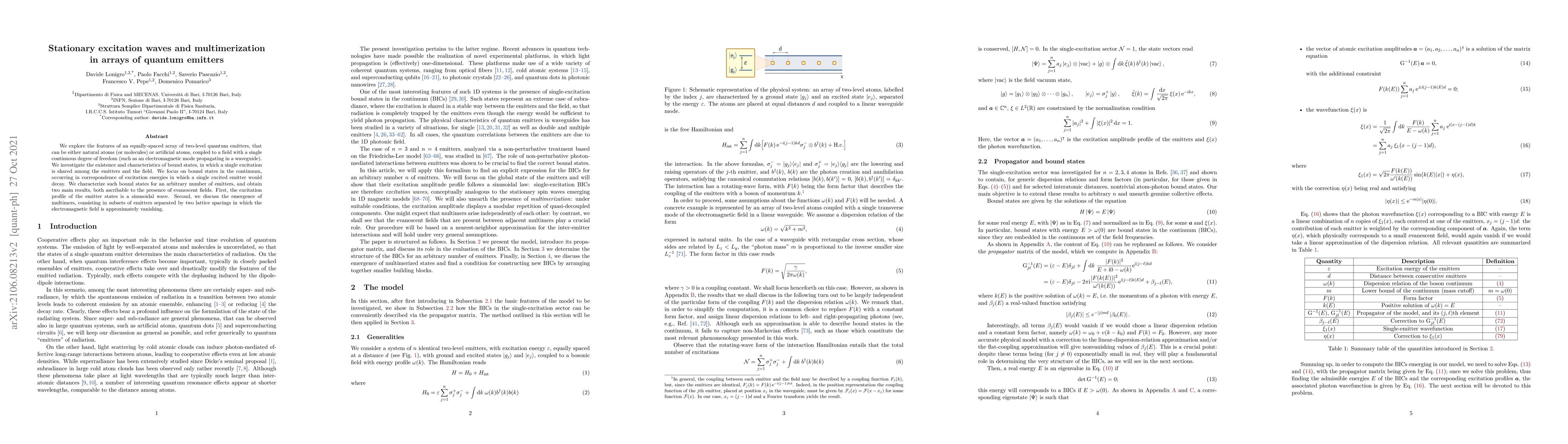 Thumbnail for Stationary excitation waves and multimerization in arrays of quantum
  emitters