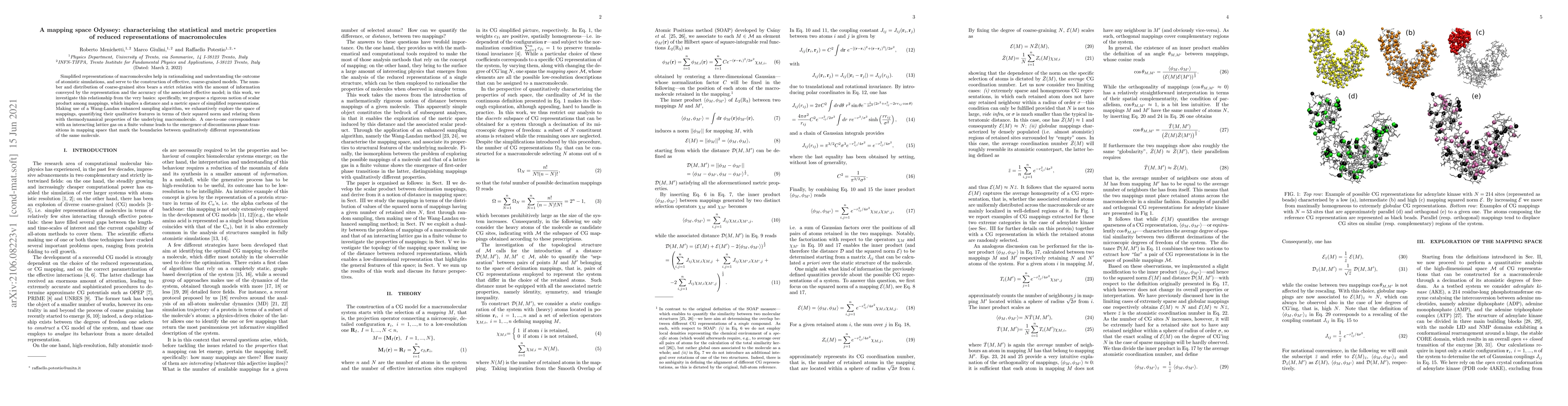 Thumbnail for A mapping space Odyssey: characterising the statistical and metric
  properties of reduced representations of macromolecules