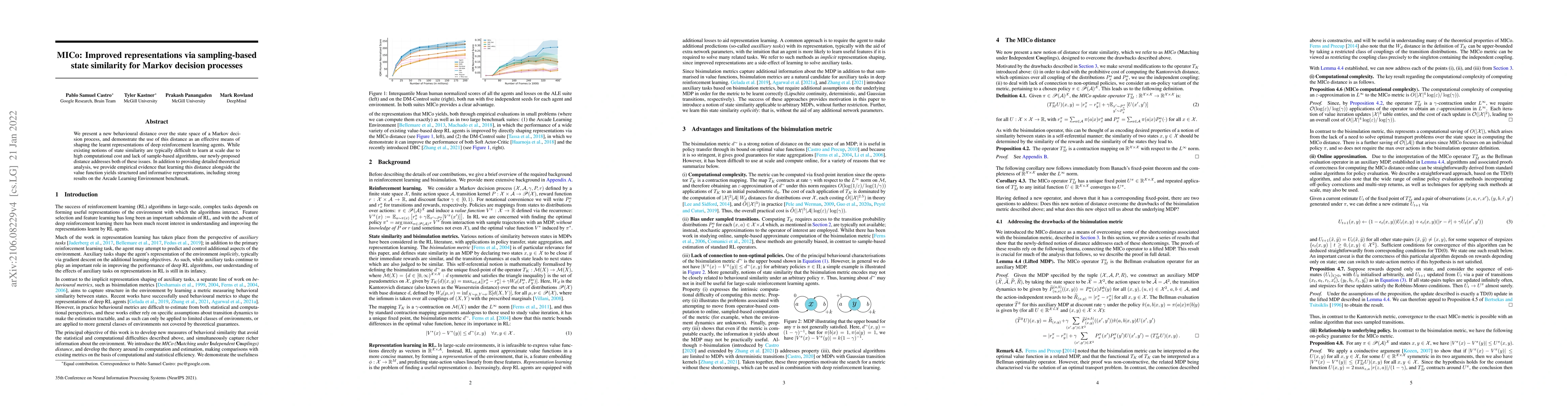 Thumbnail for MICo: Improved representations via sampling-based state similarity for
  Markov decision processes