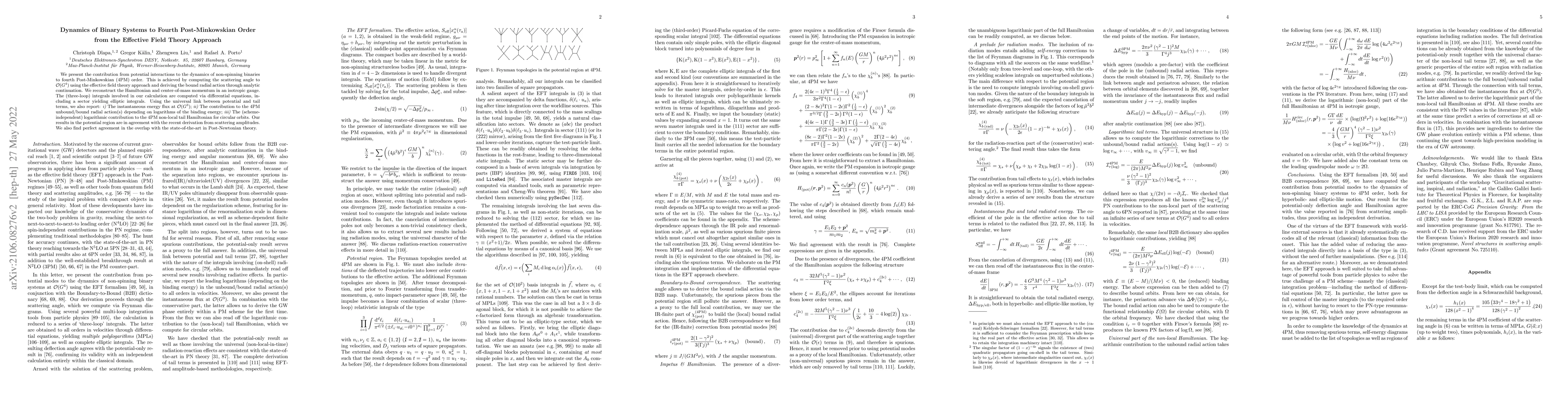 Thumbnail for Dynamics of Binary Systems to Fourth Post-Minkowskian Order from the
  Effective Field Theory Approach