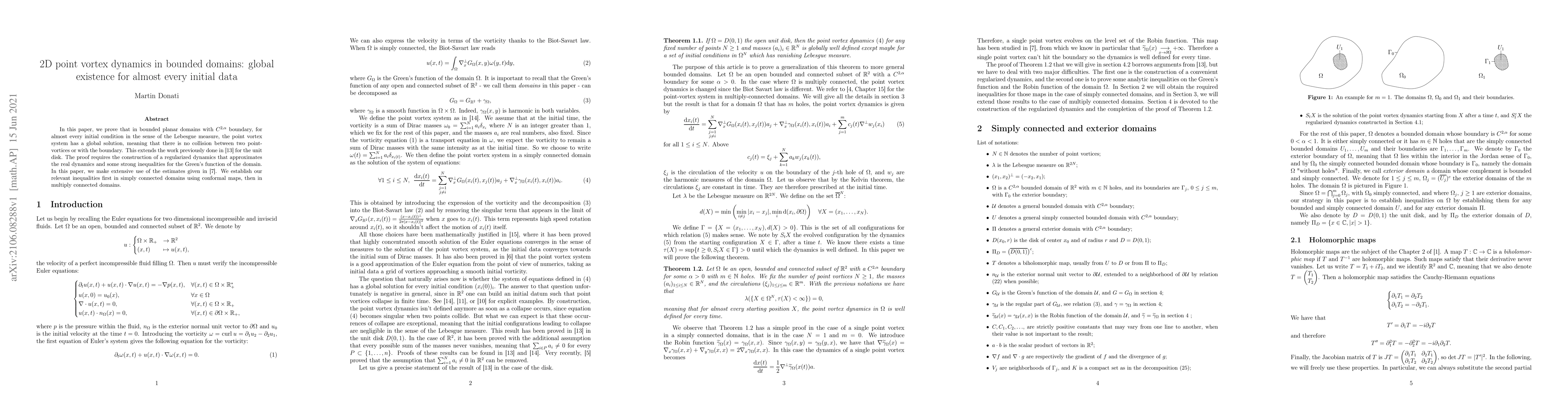 Thumbnail for 2D point vortex dynamics in bounded domains: global existence for almost
  every initial data