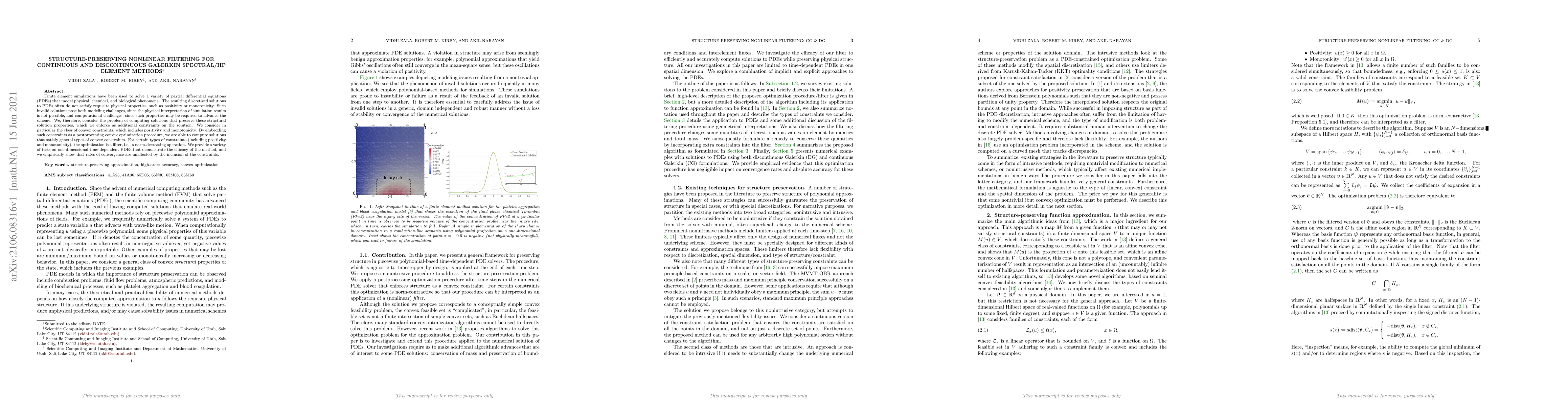 Thumbnail for Structure-preserving Nonlinear Filtering for Continuous and
  Discontinuous Galerkin Spectral/hp Element Methods