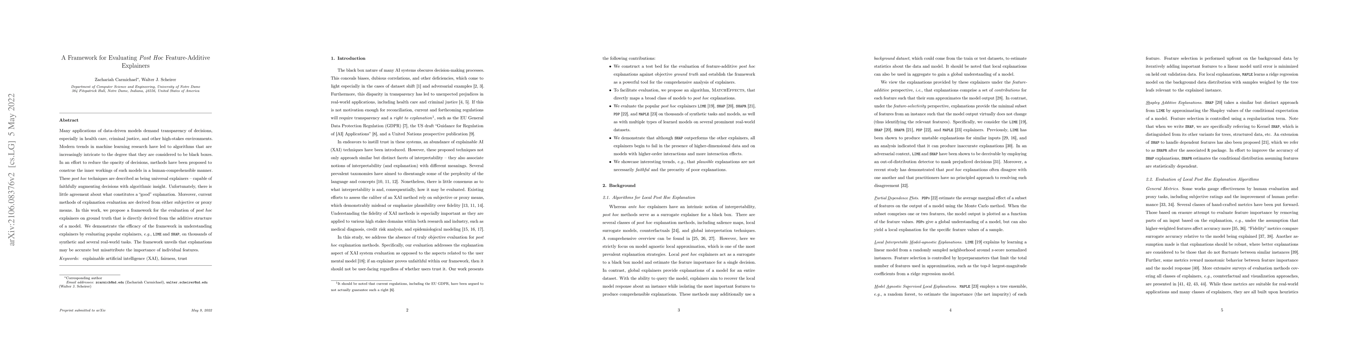 Thumbnail for A Framework for Evaluating Post Hoc Feature-Additive Explainers