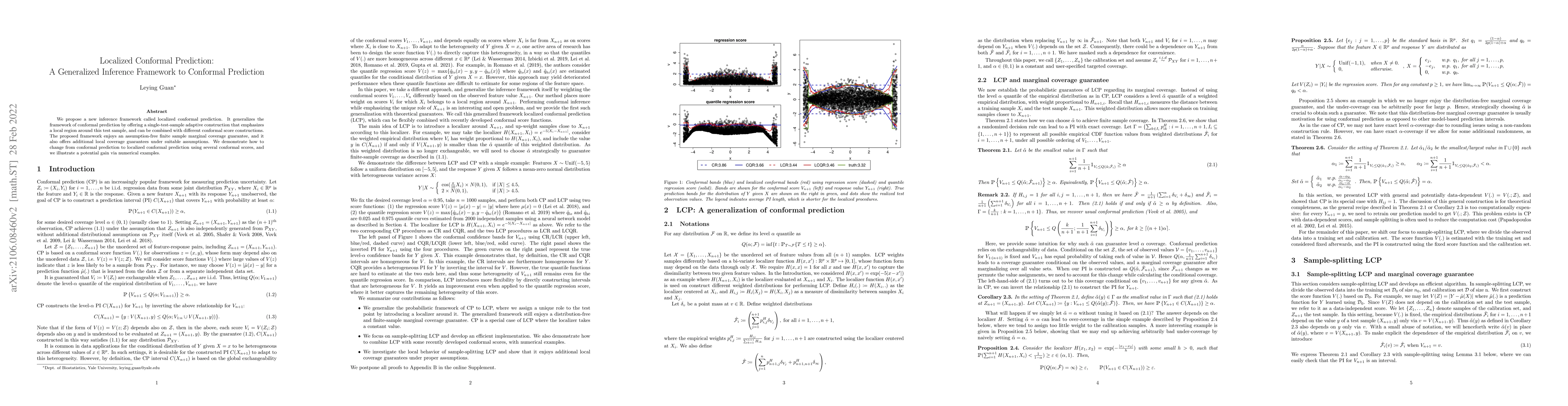 Thumbnail for Localized Conformal Prediction: A Generalized Inference Framework for
  Conformal Prediction