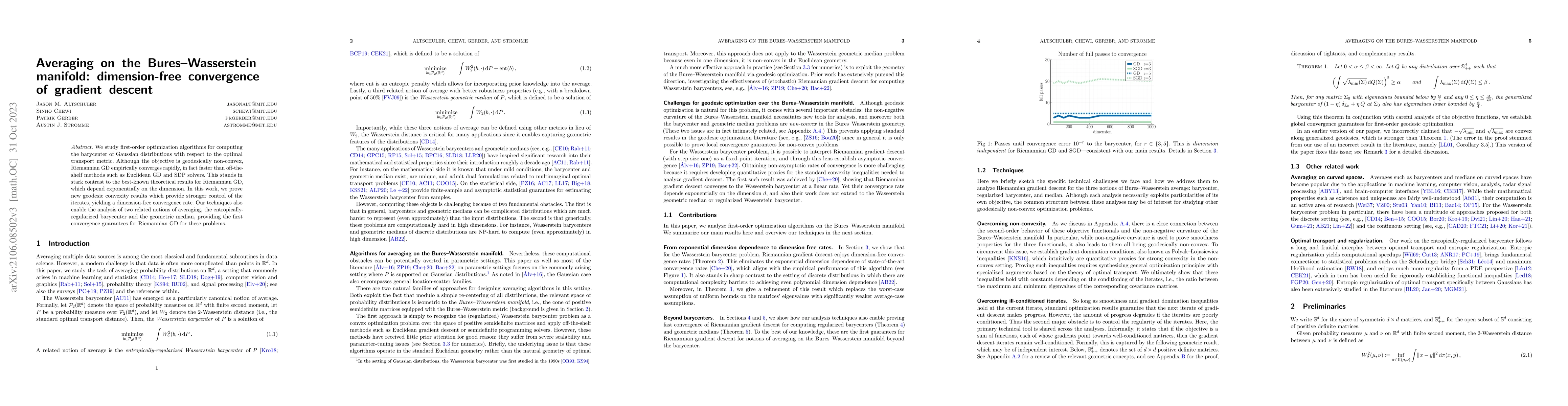 Thumbnail for Averaging on the Bures-Wasserstein manifold: dimension-free convergence
  of gradient descent