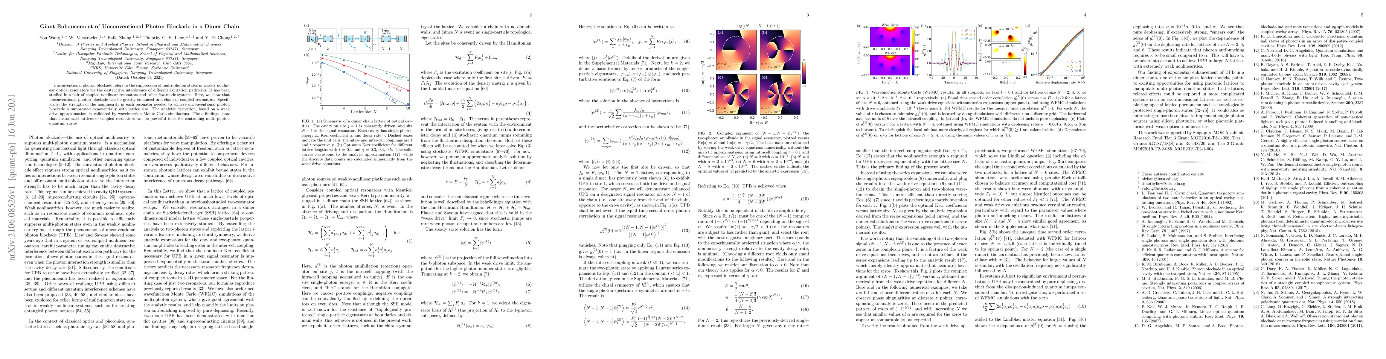 Thumbnail for Giant Enhancement of Unconventional Photon Blockade in a Dimer Chain
