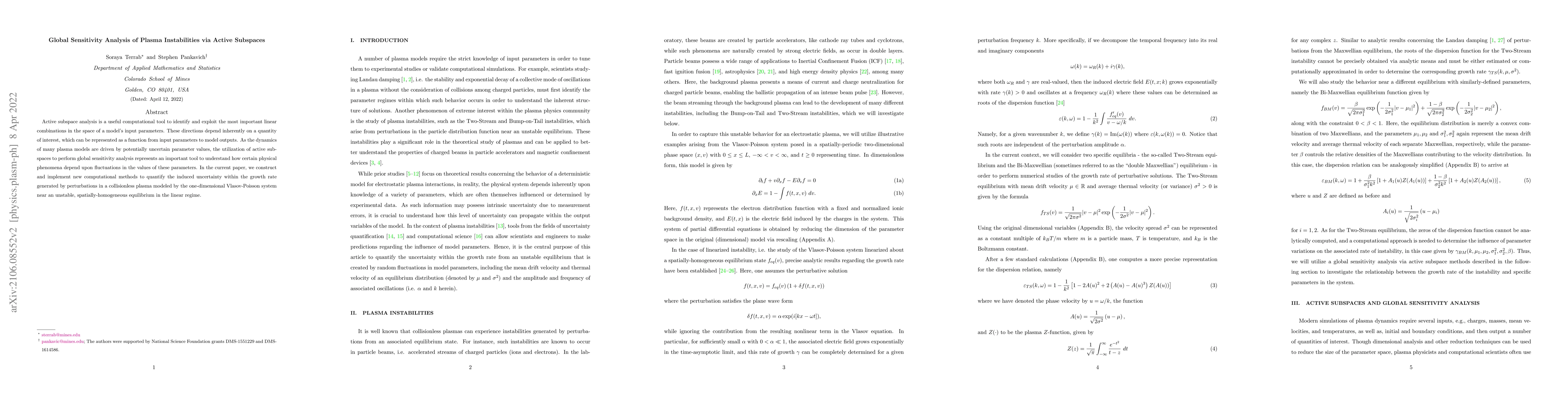 Thumbnail for Global Sensitivity Analysis of Plasma Instabilities via Active Subspaces