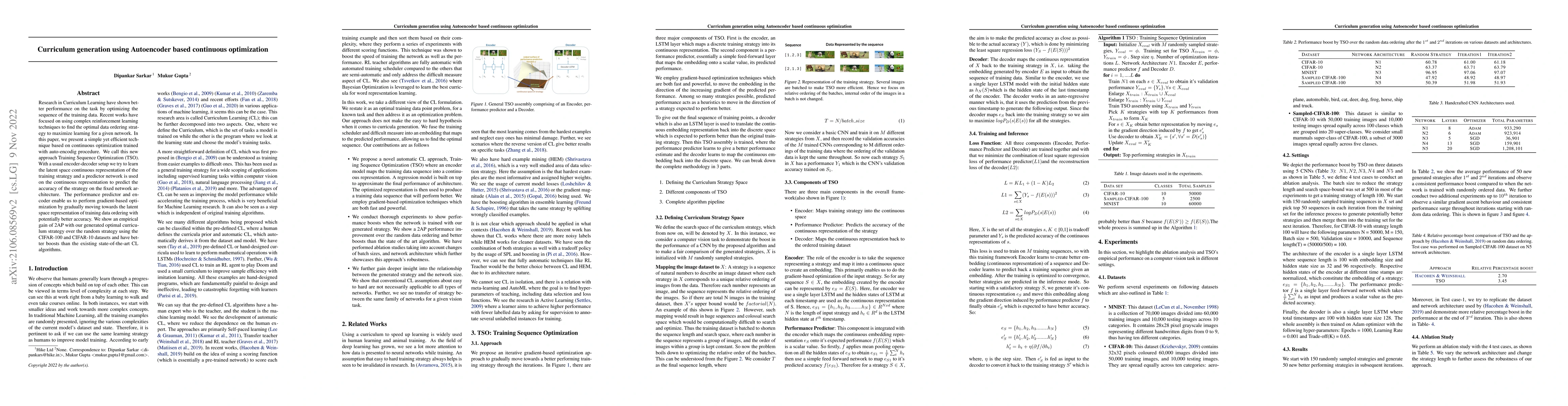 Thumbnail for Curriculum generation using Autoencoder based continuous optimization