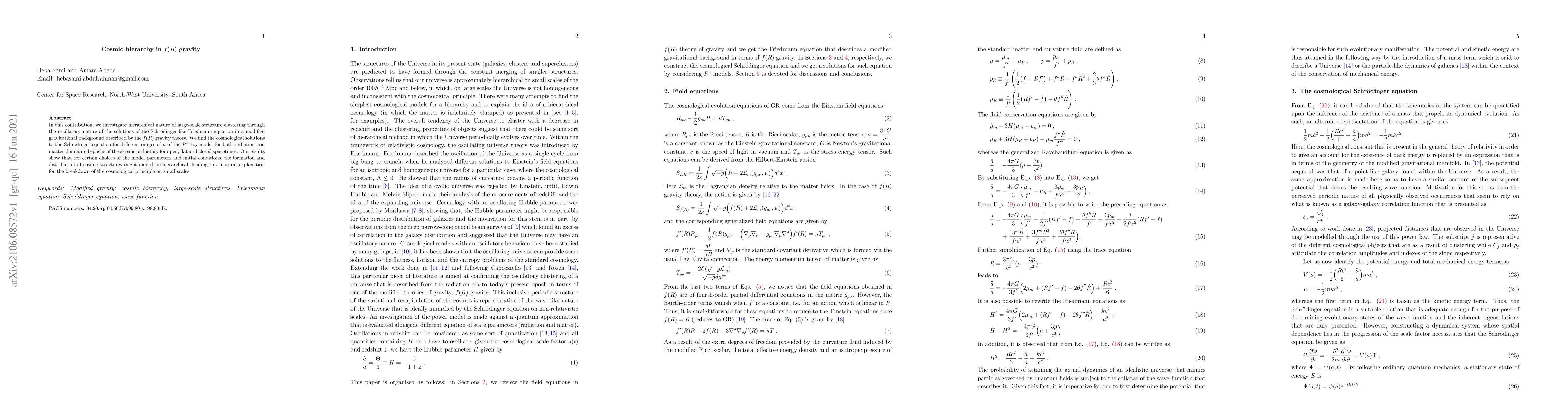 Thumbnail for Cosmic hierarchy in $f(R)$ gravity