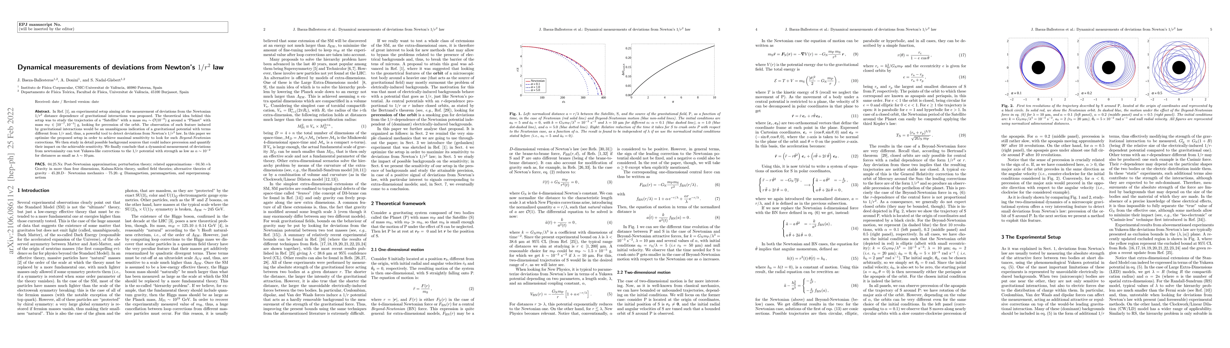 Thumbnail for Dynamical measurements of deviations from Newton's $1/r^2$ law