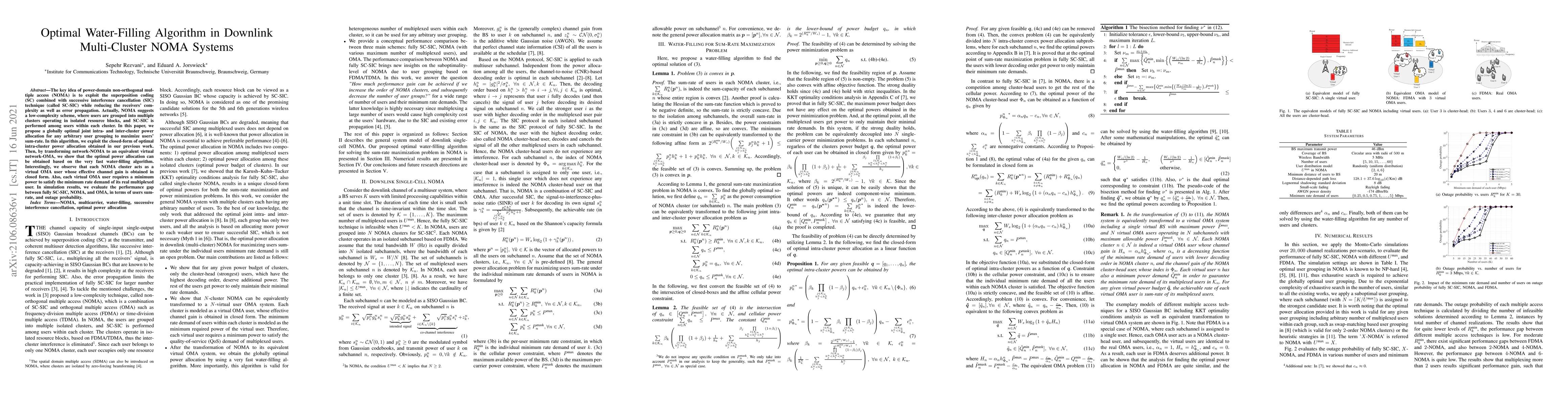 Thumbnail for Optimal Water-Filling Algorithm in Downlink Multi-Cluster NOMA Systems