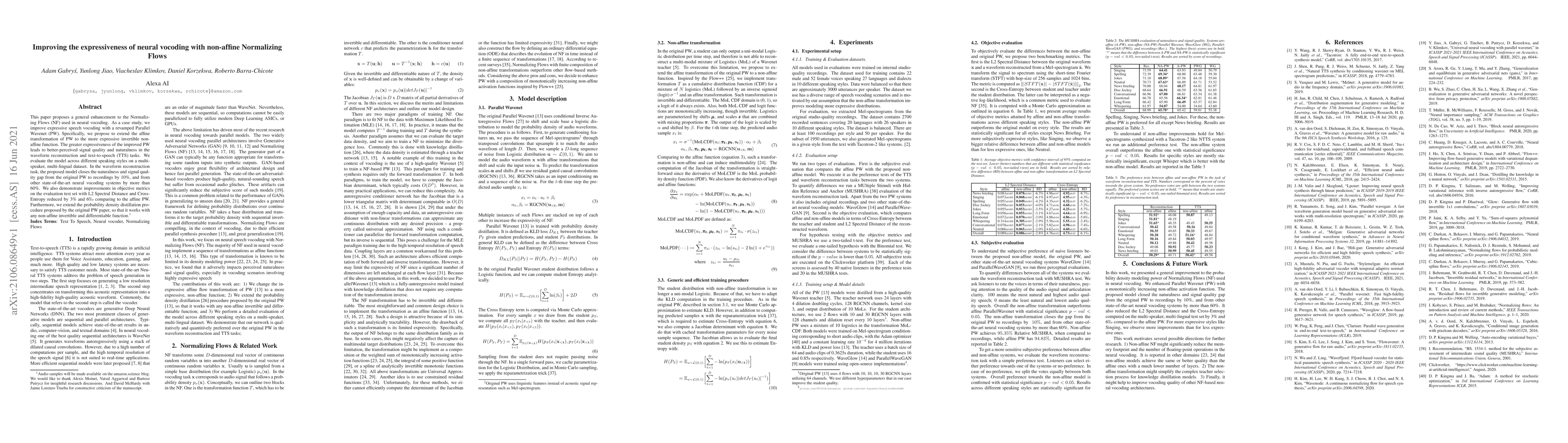 Thumbnail for Improving the expressiveness of neural vocoding with non-affine
  Normalizing Flows