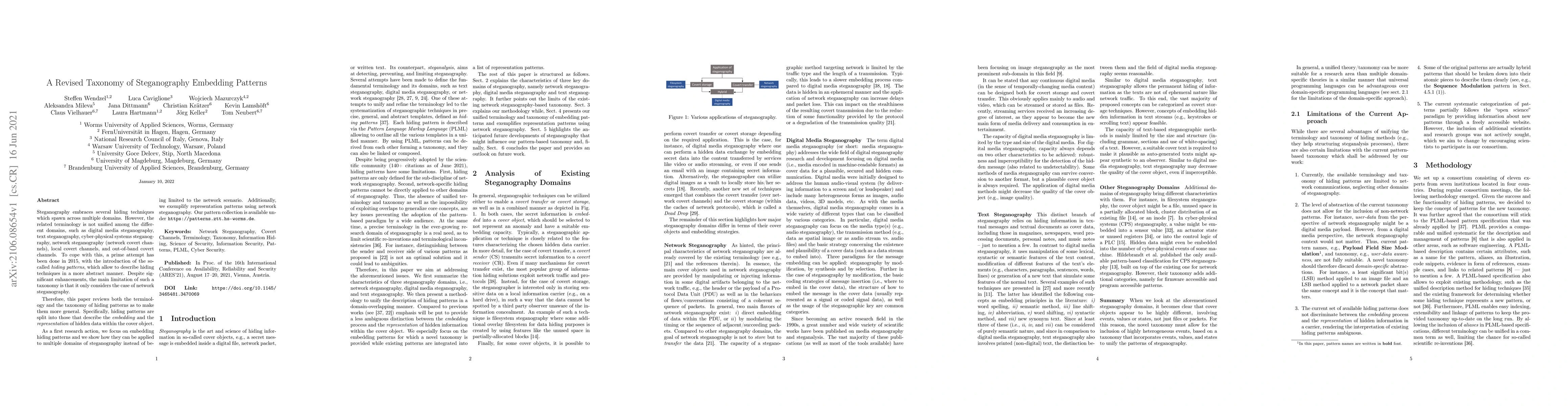 Thumbnail for A Revised Taxonomy of Steganography Embedding Patterns