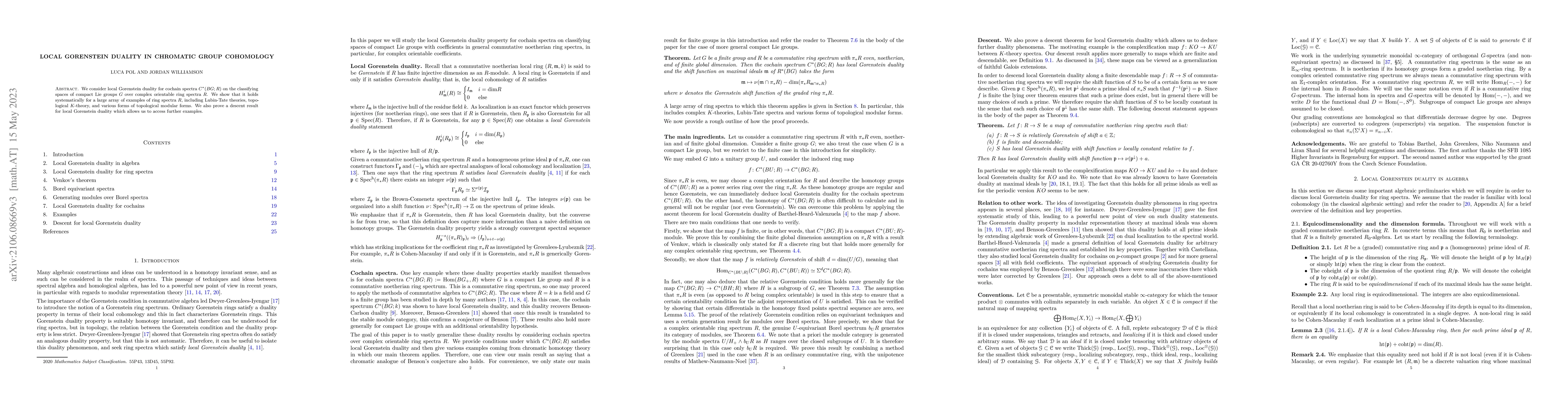 Thumbnail for Local Gorenstein duality in chromatic group cohomology