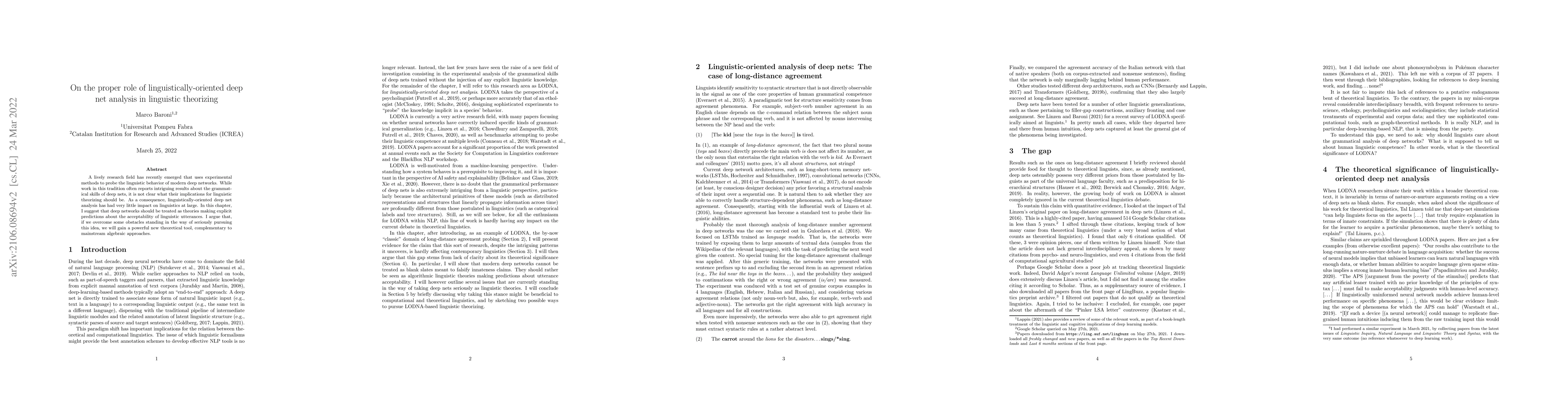 Thumbnail for On the proper role of linguistically-oriented deep net analysis in
  linguistic theorizing