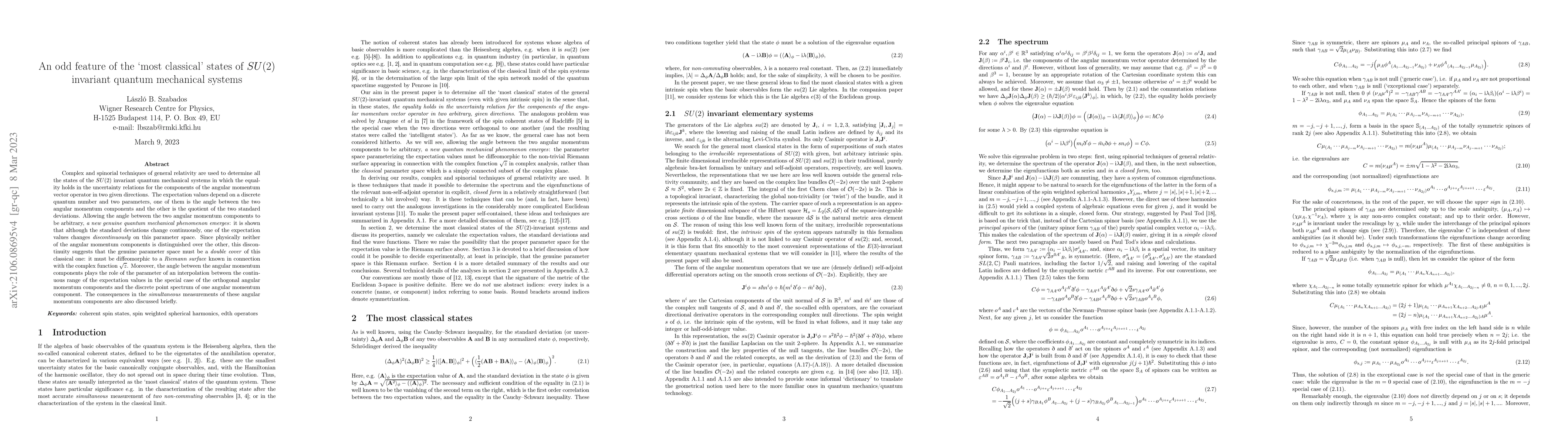 Thumbnail for An odd feature of the `most classical' states of $SU(2)$ invariant
  quantum mechanical systems