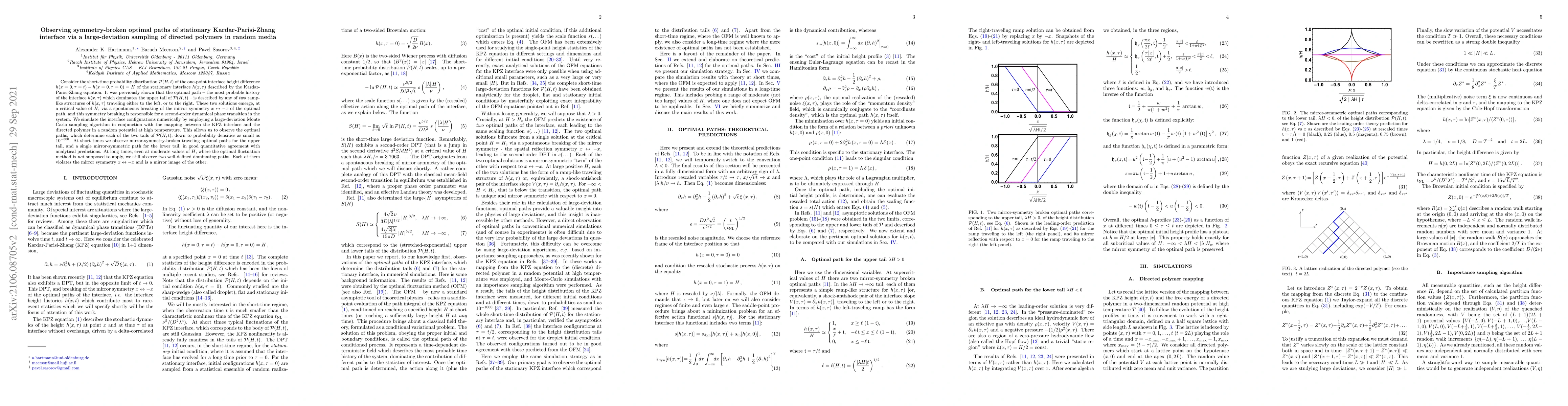 Thumbnail for Observing symmetry-broken optimal paths of stationary
  Kardar-Parisi-Zhang interface via a large-deviation sampling of directed
  polymers in random media