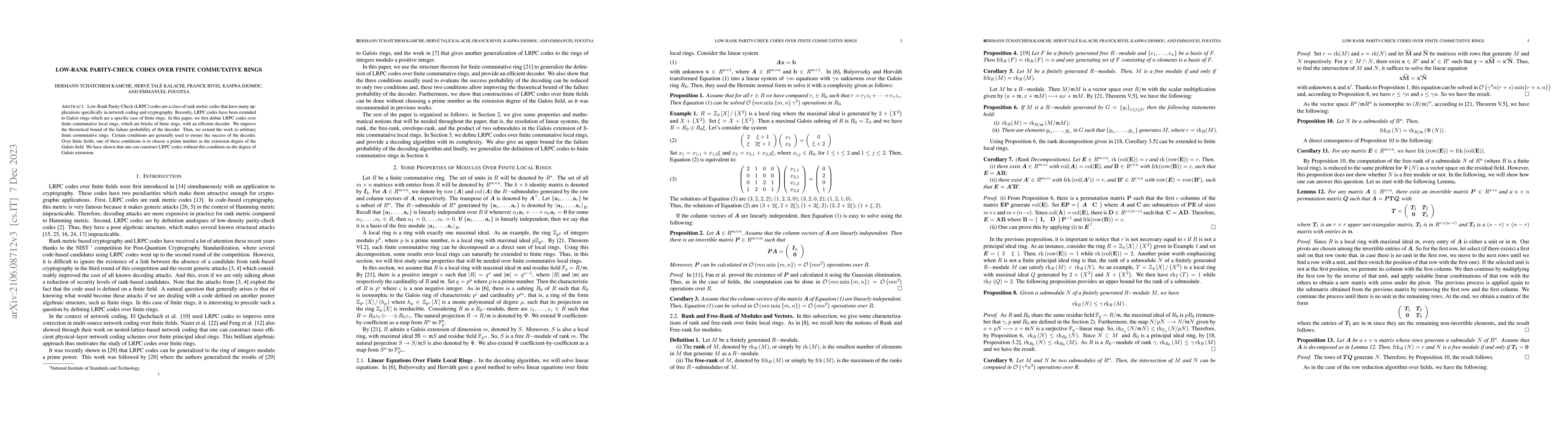Thumbnail for Low-Rank Parity-Check Codes Over Finite Commutative Rings