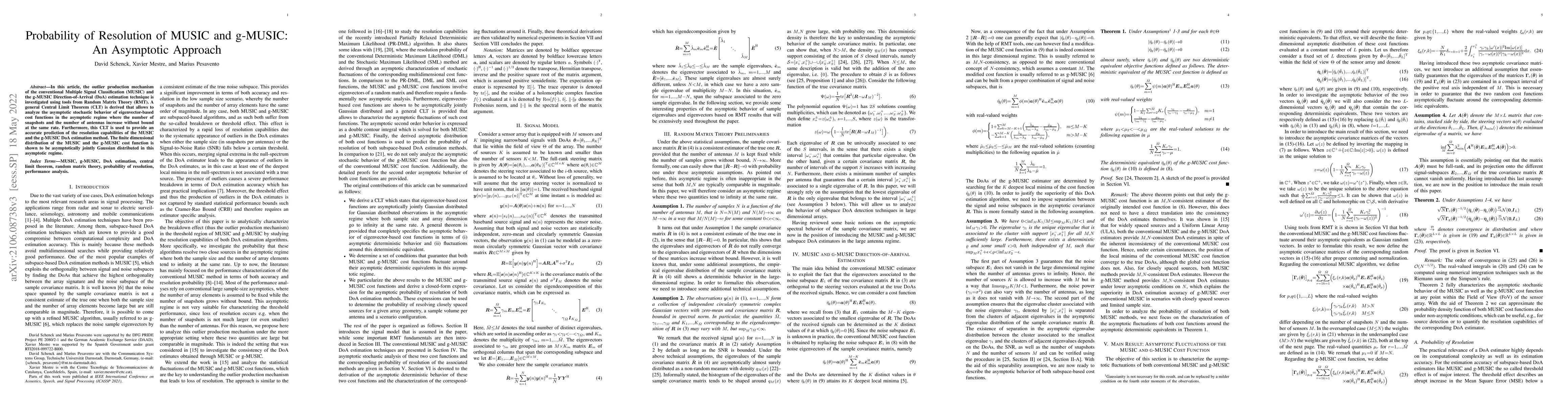 Thumbnail for Probability of Resolution of MUSIC and g-MUSIC: An Asymptotic Approach