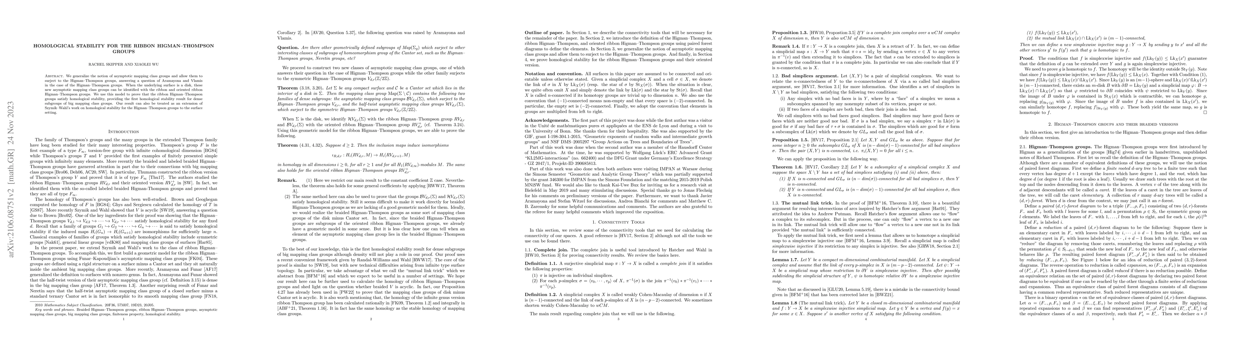Thumbnail for Homological stability for the ribbon Higman--Thompson groups