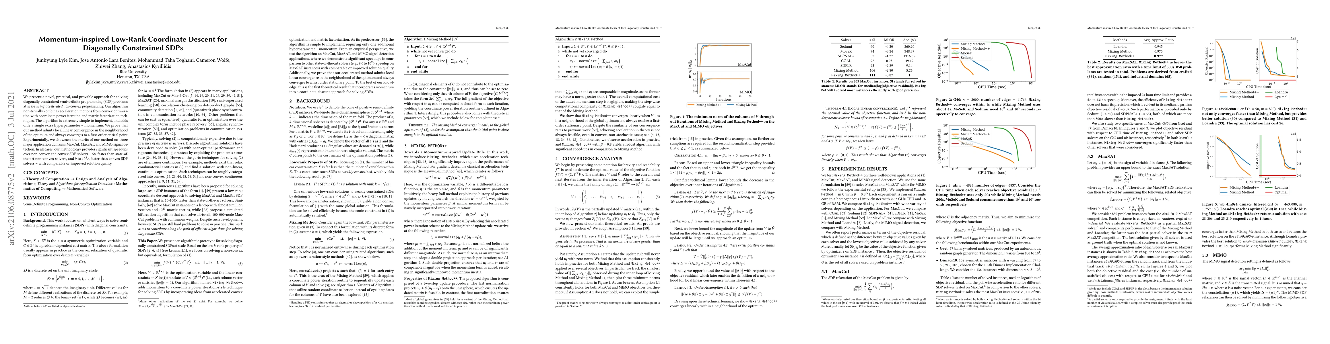 Thumbnail for Momentum-inspired Low-Rank Coordinate Descent for Diagonally Constrained
  SDPs